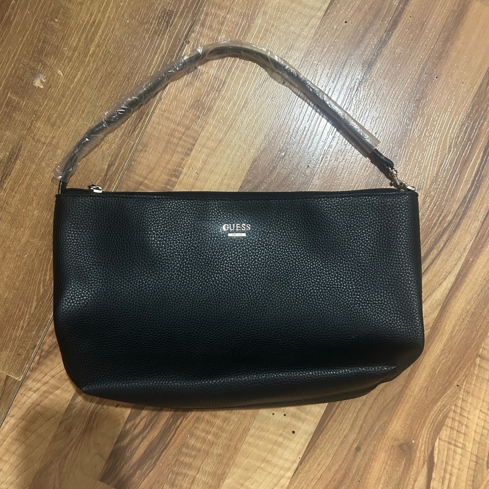 Guess Black Leather Shoulder Bag with Braided Strap